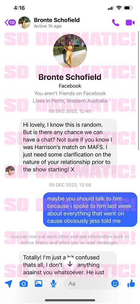 We have the DMs that MAFS Bronte Schofield sent。